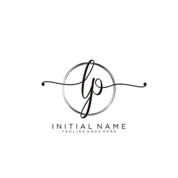 LP Initial handwriting logo with circle template vector