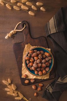 Hazelnuts in a ceramic bowl 