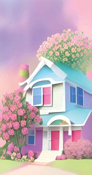 pastel color and colorful house in the garden