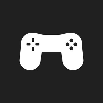 Simple modern white gamepad icon on black background.