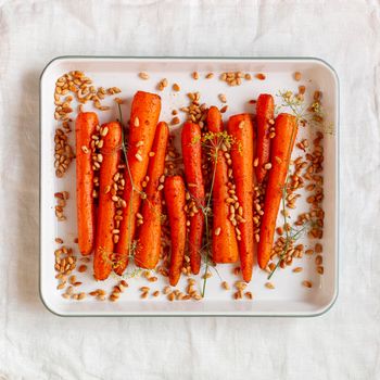 Lebanese style carrots prepared with pine nuts