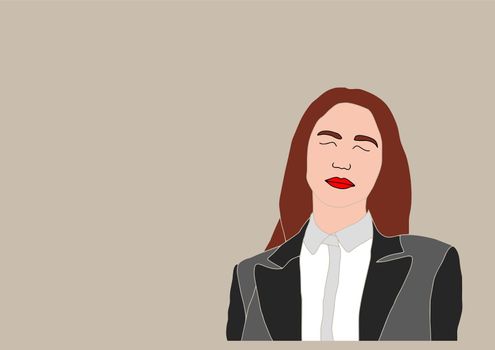 Portrait of a successful girl with arms crossed. Business woman smiling. Vector flat illustration