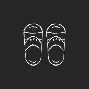 Taiwanese slippers chalk white icon on dark background.