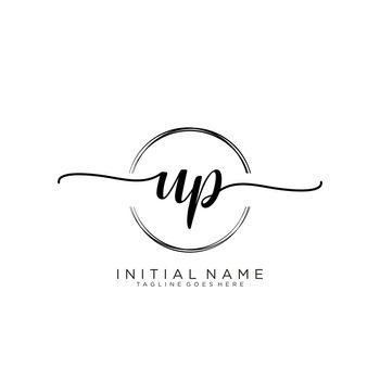 UP Initial handwriting logo with circle template vector