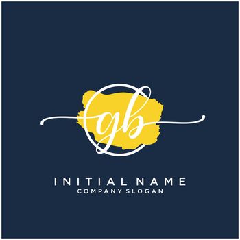 GB Initial handwriting logo design with brush circle