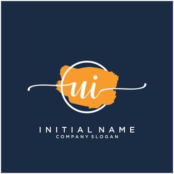 UI Initial handwriting logo design with brush circle