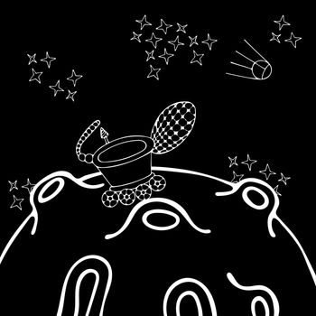 Sketch with Space on Black Background. Astronomy Science.