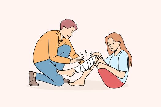 Man give first aid to small girl