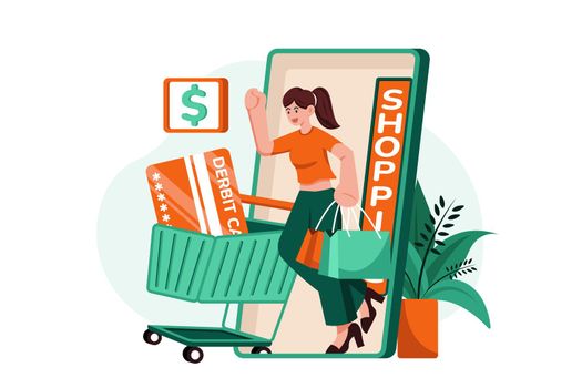 Mobile shopping Payment Illustration concept on white background