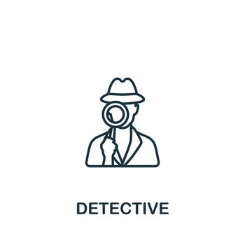 Detective icon. Monochrome simple line Crime icon for templates, web design and infographics
