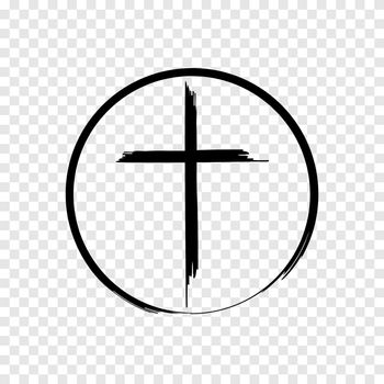 Cross icon in circle brush style