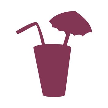 Cocktail glass with umbrella semi flat color vector object