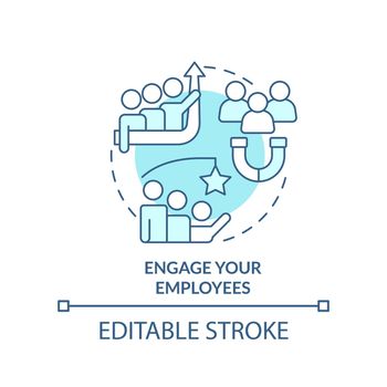 Engage your employees turquoise concept icon