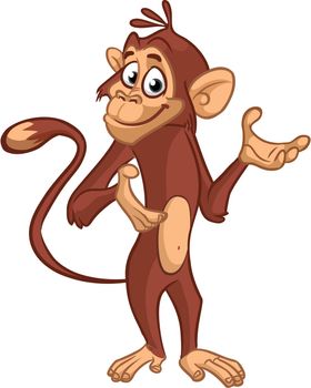 Pretty monkey cartoon. Vector illustration of chimpanzee monkey 
