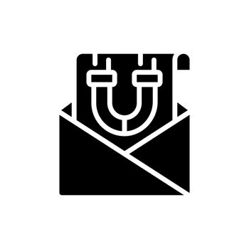 Email marketing black glyph icon