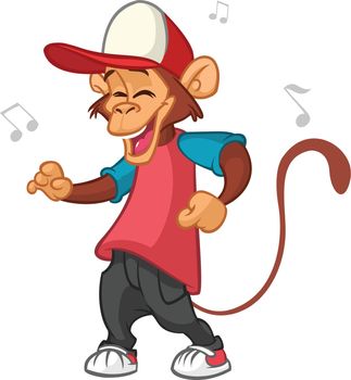 Cartoon monkey dancing. Vector illustration. Chimpanzee dancer