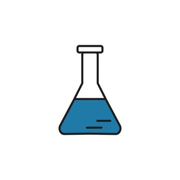 Chemical flask with reagent icon illustration