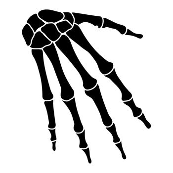 Skeleton hands Human silhouette body bones - carpals, wrist, metacarpals, phalanges, front Anterior ventral view flat