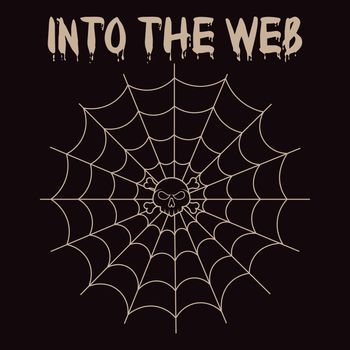 Into the web, spider web design vector