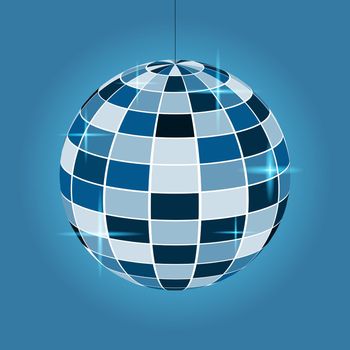 Disco ball. Mirror element for the design of discos and dance floors. 3D. Vector.