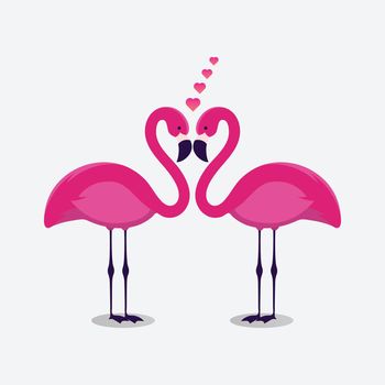 Flamingo couple fall in love artwork