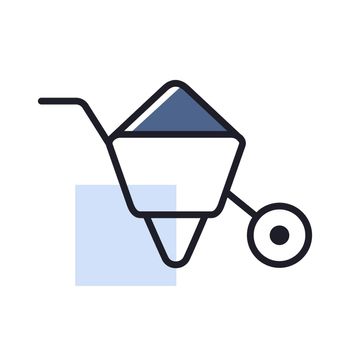 Garden wheelbarrow vector isolated icon