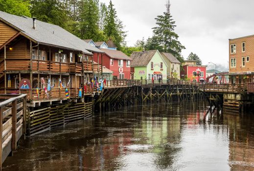 Famous Creek Street wharf in Ketchikan Alaska