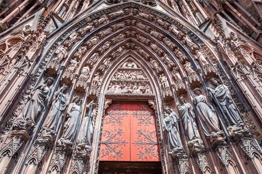 Strasbourg Notre Dame gothic cathedral ornate portal, Alsace, France