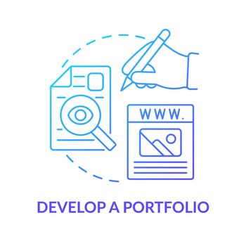 Develop portfolio blue gradient concept icon