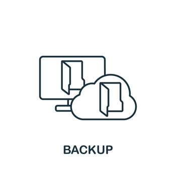 Backup icon. Monochrome simple line Data Science icon for templates, web design and infographics