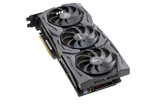 Asus ROG Strix Advanced Nvidia RTX 2070 super - big black contemporary gaming graphics card isolated on white background in Tula, Russia, - July 27, 2022