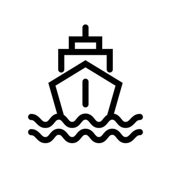 Ship and ocean waves. Shipping industry. Editable vector.