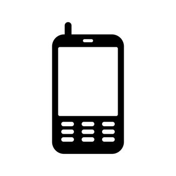 Cellular phone with communication antenna. Editable vector.