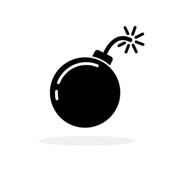Bomb icon. Bomb isolated icon. Black sign.