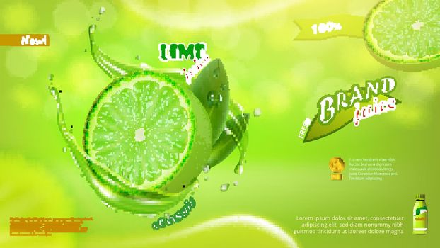 Fresh Lime Juice Advertising Poster 3D Template