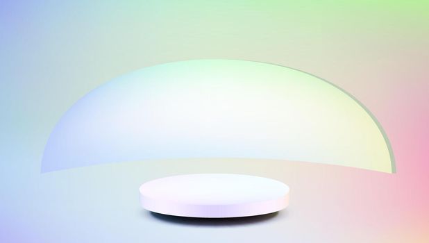 3D Abstract Pastel Color Round Podium With Lights
