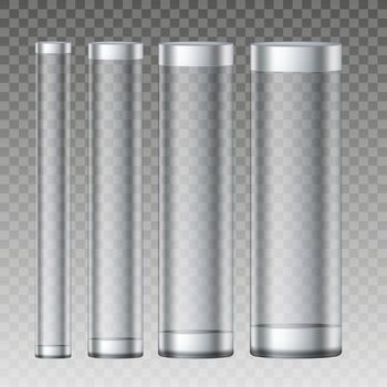 3D Cylinder Glass Tube With Metall Caps