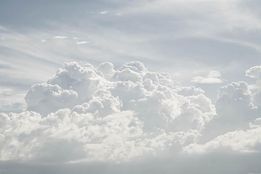 Beautiful white fluffys clouds sky background with blue sky background for copyspace