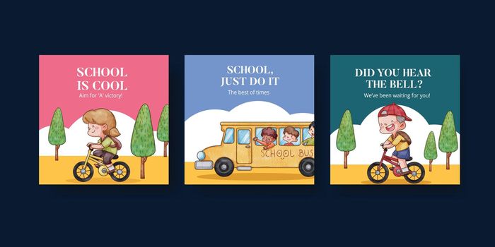 Banner template with back to school concept,watercolor style