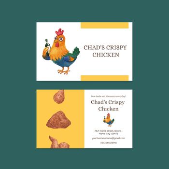 Name card template with chicken farm food concept,watercolor style