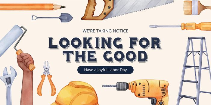 Blog header template with labor day concept,watercolor style