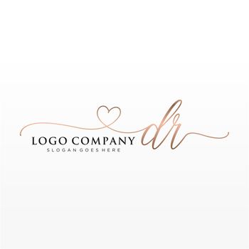 Initial DR beauty monogram and elegant logo design