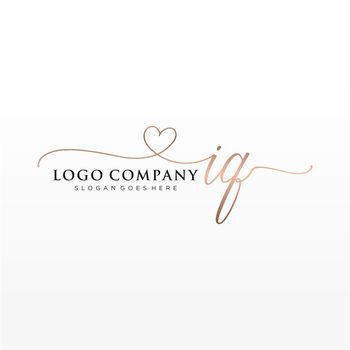 Initial IQ beauty monogram and elegant logo design