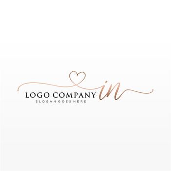 Initial IN beauty monogram and elegant logo design