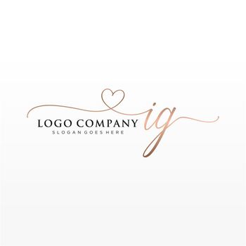 Initial IG beauty monogram and elegant logo design