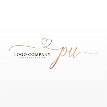 Initial PU beauty monogram and elegant logo design