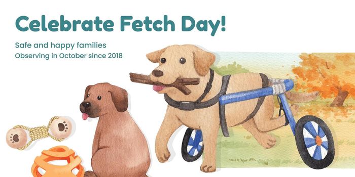 Blog head template with national fetch day concept,watercolor style