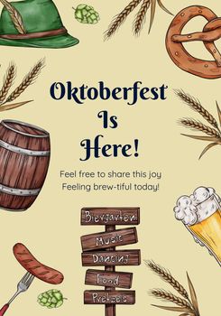 Poster template with oktoberfest festive concept,watercolor style