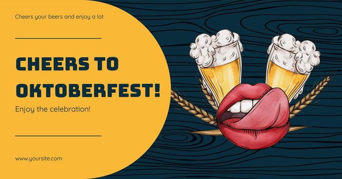 Facebook ads template with oktoberfest festive concept,watercolor style