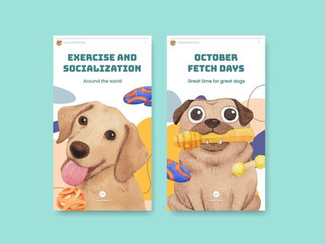 Instagram template with national fetch day concept,watercolor style